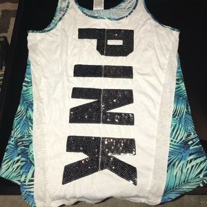 Pink workout tank w jogging pants & leggings